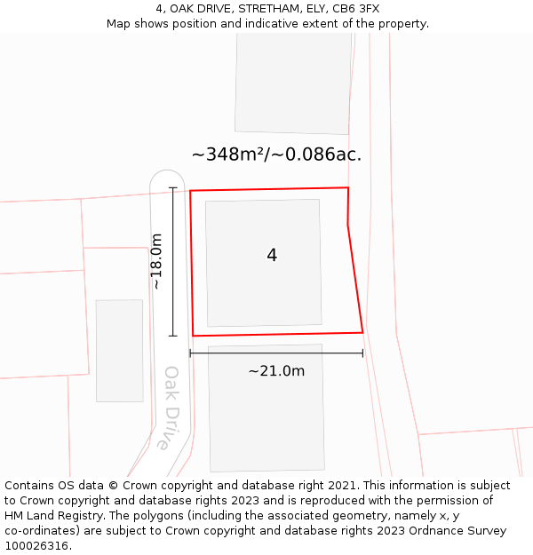 4, OAK DRIVE, STRETHAM, ELY, CB6 3FX: Plot and title map