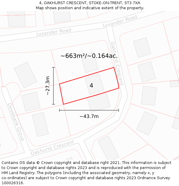 4, OAKHURST CRESCENT, STOKE-ON-TRENT, ST3 7XA: Plot and title map