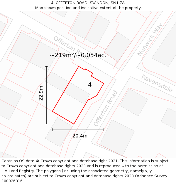 4, OFFERTON ROAD, SWINDON, SN1 7AJ: Plot and title map