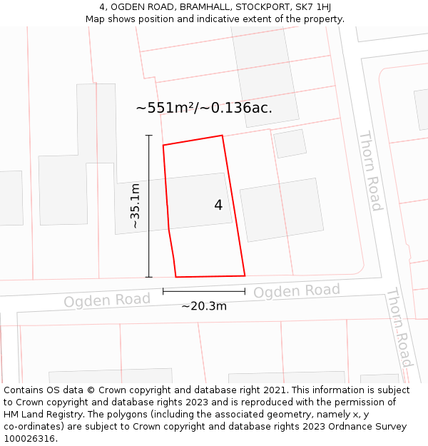 4, OGDEN ROAD, BRAMHALL, STOCKPORT, SK7 1HJ: Plot and title map