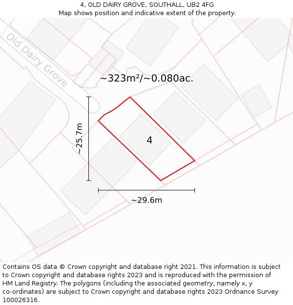 4, OLD DAIRY GROVE, SOUTHALL, UB2 4FG: Plot and title map