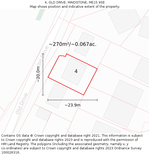 4, OLD DRIVE, MAIDSTONE, ME15 9SE: Plot and title map