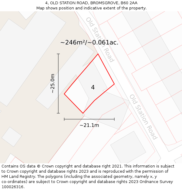 4, OLD STATION ROAD, BROMSGROVE, B60 2AA: Plot and title map