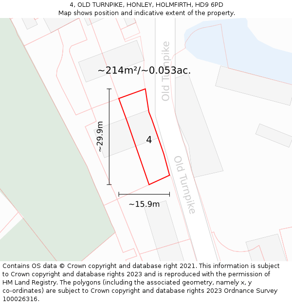 4, OLD TURNPIKE, HONLEY, HOLMFIRTH, HD9 6PD: Plot and title map