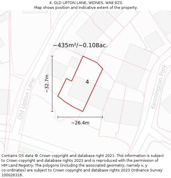 4, OLD UPTON LANE, WIDNES, WA8 9ZS: Plot and title map