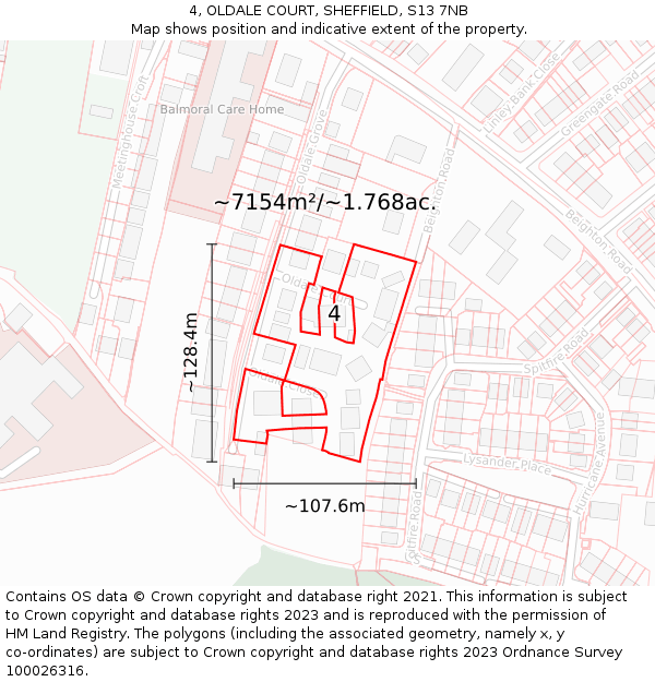 4, OLDALE COURT, SHEFFIELD, S13 7NB: Plot and title map