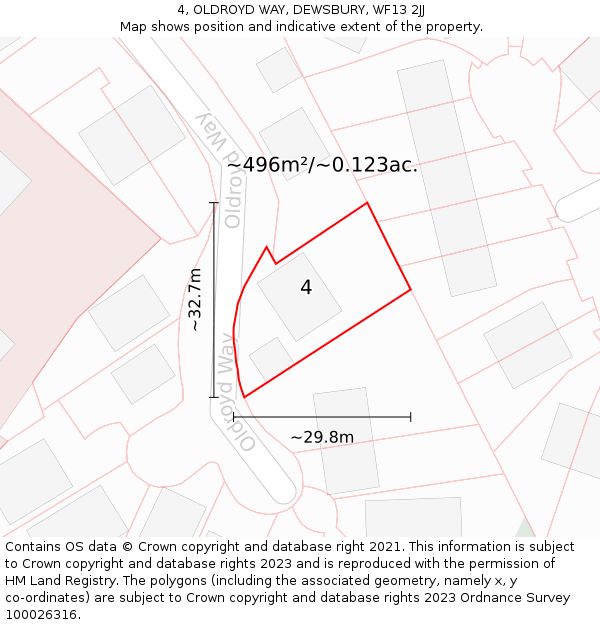 4, OLDROYD WAY, DEWSBURY, WF13 2JJ: Plot and title map