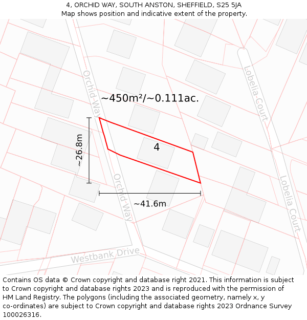 4, ORCHID WAY, SOUTH ANSTON, SHEFFIELD, S25 5JA: Plot and title map
