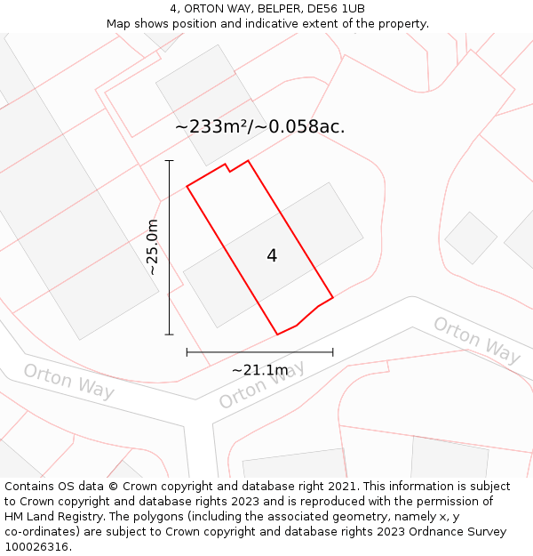 4, ORTON WAY, BELPER, DE56 1UB: Plot and title map