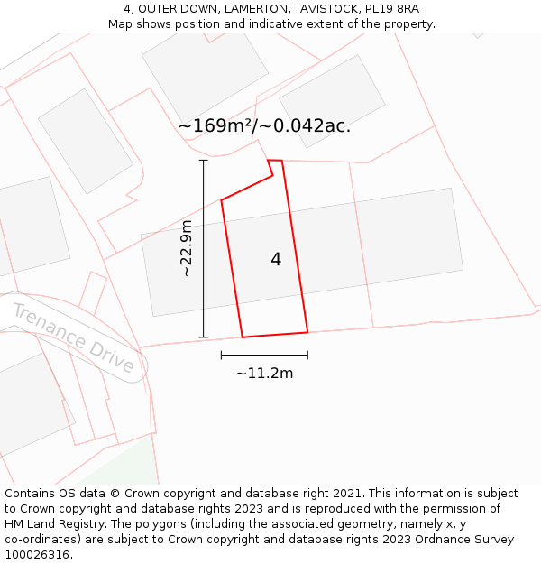 4, OUTER DOWN, LAMERTON, TAVISTOCK, PL19 8RA: Plot and title map