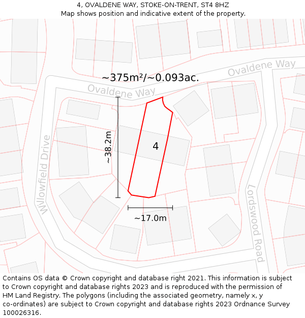 4, OVALDENE WAY, STOKE-ON-TRENT, ST4 8HZ: Plot and title map