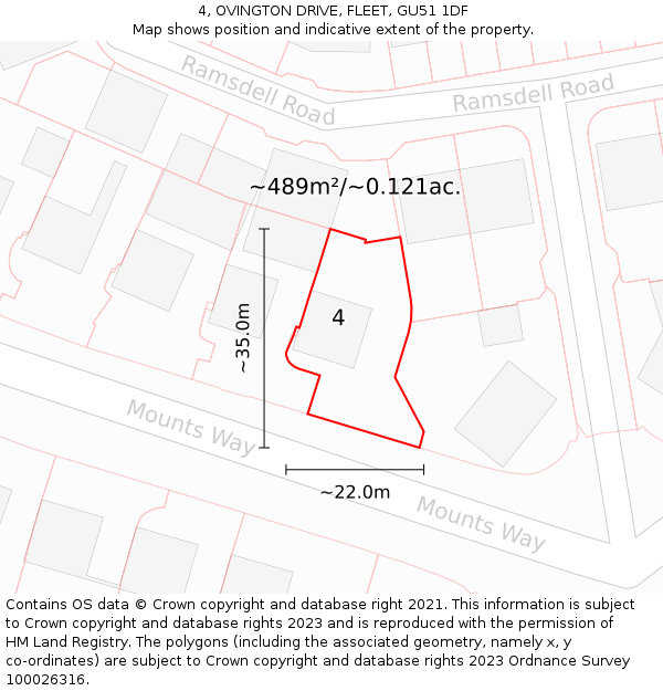 4, OVINGTON DRIVE, FLEET, GU51 1DF: Plot and title map