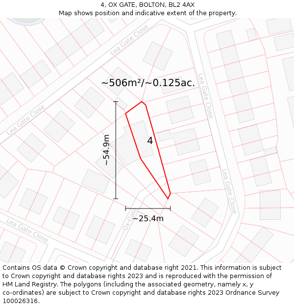 4, OX GATE, BOLTON, BL2 4AX: Plot and title map