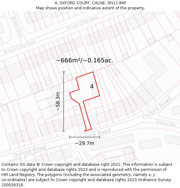 4, OXFORD COURT, CALNE, SN11 8AF: Plot and title map