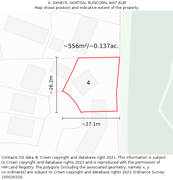 4, OXHEYS, NORTON, RUNCORN, WA7 6UB: Plot and title map