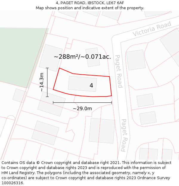 4, PAGET ROAD, IBSTOCK, LE67 6AF: Plot and title map