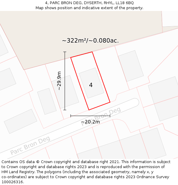 4, PARC BRON DEG, DYSERTH, RHYL, LL18 6BQ: Plot and title map