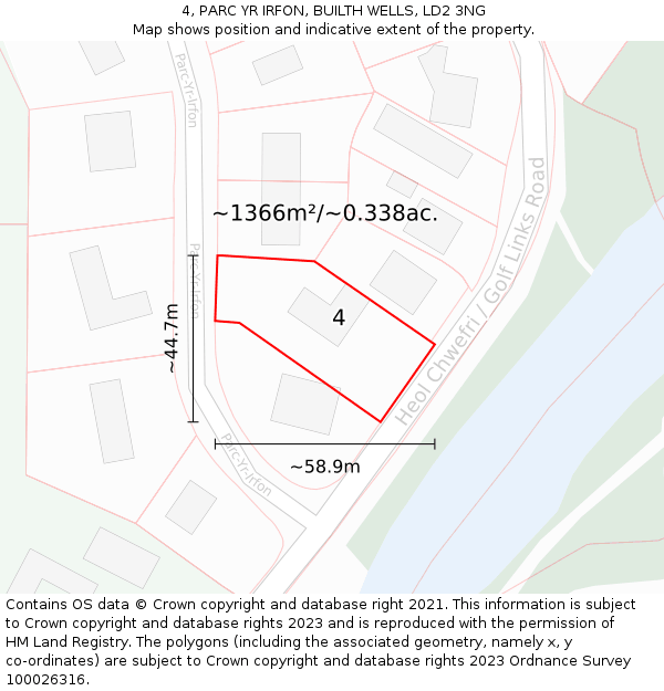 4, PARC YR IRFON, BUILTH WELLS, LD2 3NG: Plot and title map