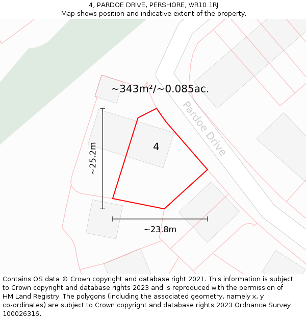 4, PARDOE DRIVE, PERSHORE, WR10 1RJ: Plot and title map