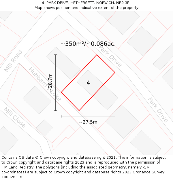 4, PARK DRIVE, HETHERSETT, NORWICH, NR9 3EL: Plot and title map