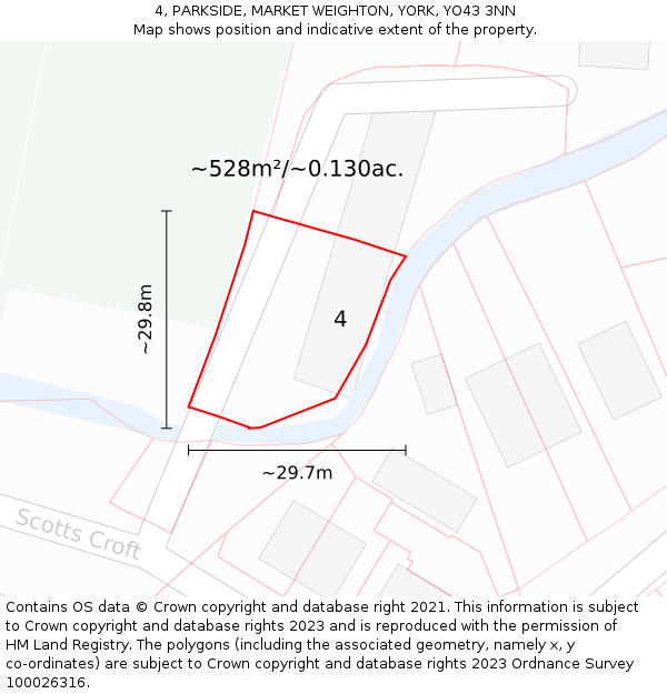 4, PARKSIDE, MARKET WEIGHTON, YORK, YO43 3NN: Plot and title map