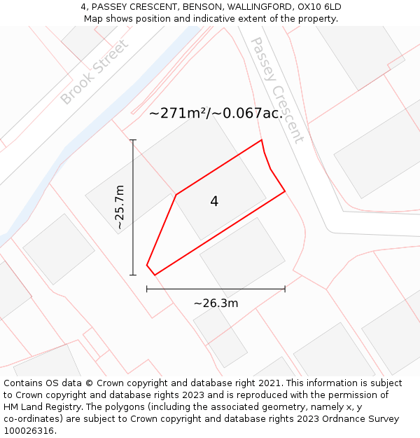 4, PASSEY CRESCENT, BENSON, WALLINGFORD, OX10 6LD: Plot and title map