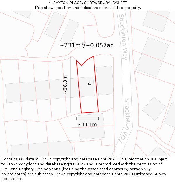 4, PAXTON PLACE, SHREWSBURY, SY3 8TT: Plot and title map