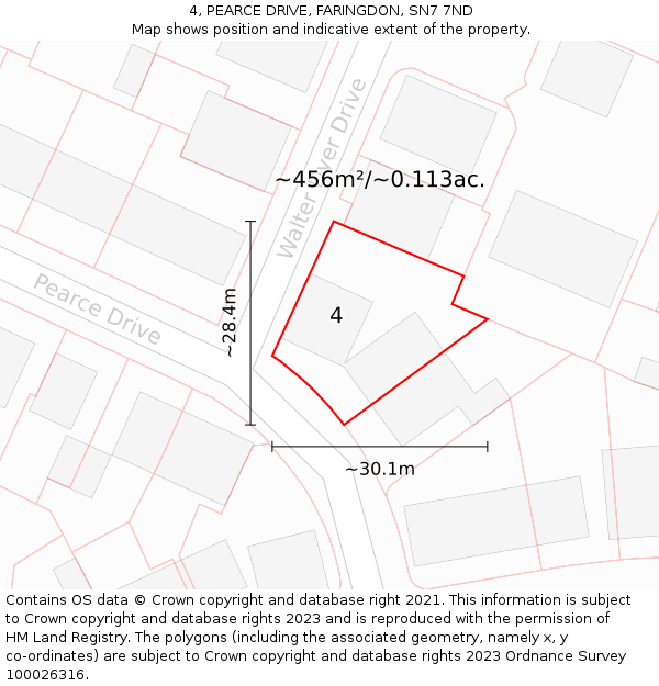 4, PEARCE DRIVE, FARINGDON, SN7 7ND: Plot and title map