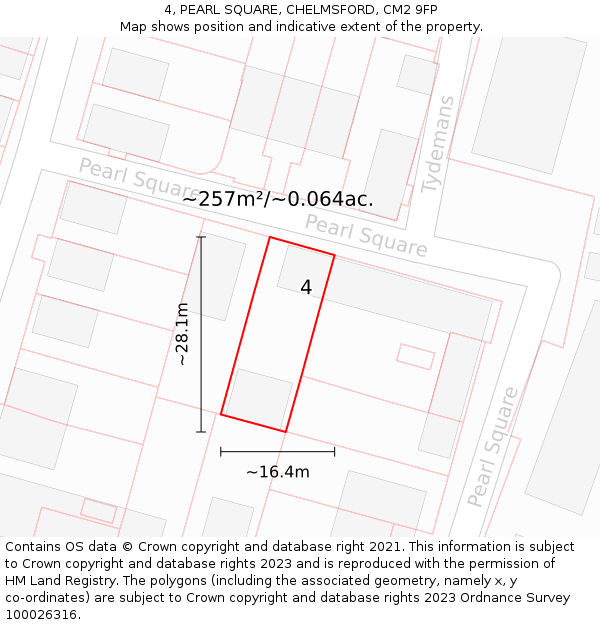 4, PEARL SQUARE, CHELMSFORD, CM2 9FP: Plot and title map