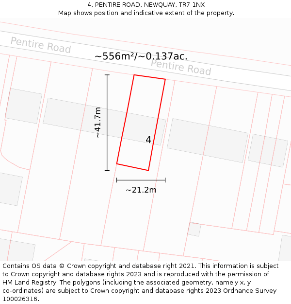 4, PENTIRE ROAD, NEWQUAY, TR7 1NX: Plot and title map