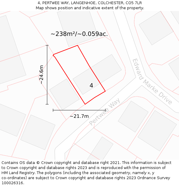 4, PERTWEE WAY, LANGENHOE, COLCHESTER, CO5 7LR: Plot and title map