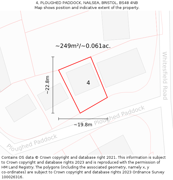 4, PLOUGHED PADDOCK, NAILSEA, BRISTOL, BS48 4NB: Plot and title map