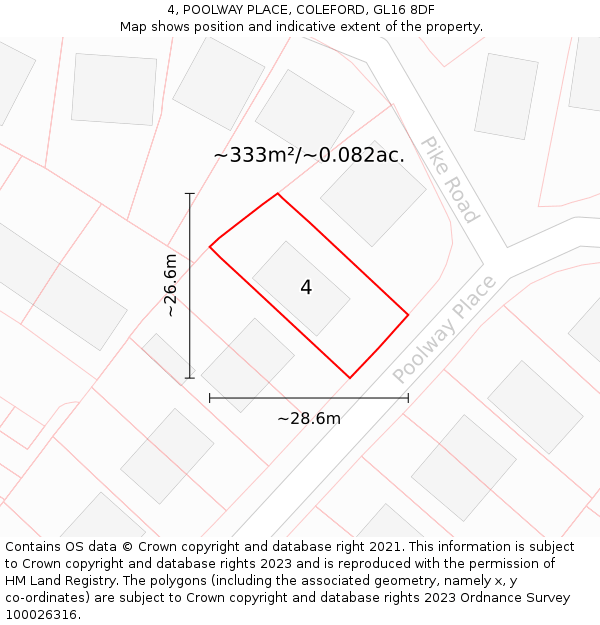 4, POOLWAY PLACE, COLEFORD, GL16 8DF: Plot and title map