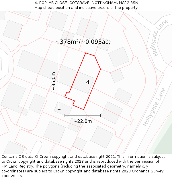 4, POPLAR CLOSE, COTGRAVE, NOTTINGHAM, NG12 3SN: Plot and title map