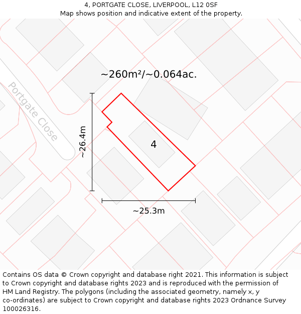 4, PORTGATE CLOSE, LIVERPOOL, L12 0SF: Plot and title map