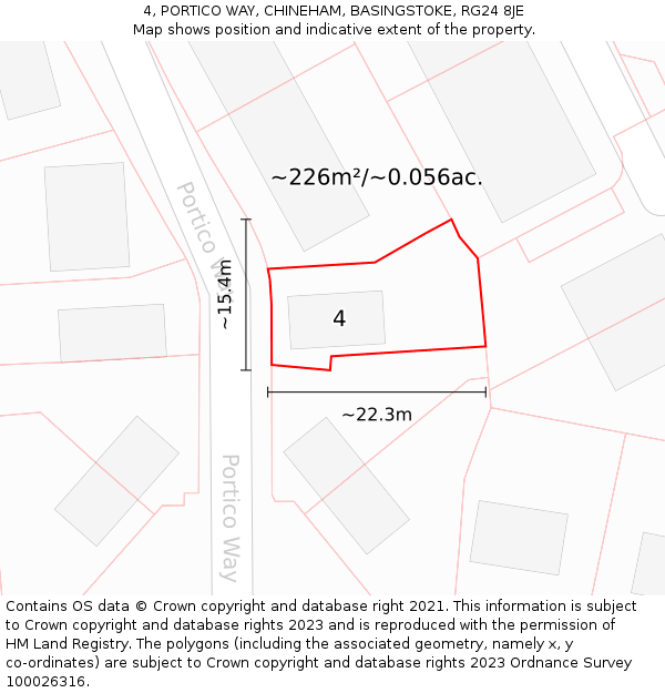 4, PORTICO WAY, CHINEHAM, BASINGSTOKE, RG24 8JE: Plot and title map