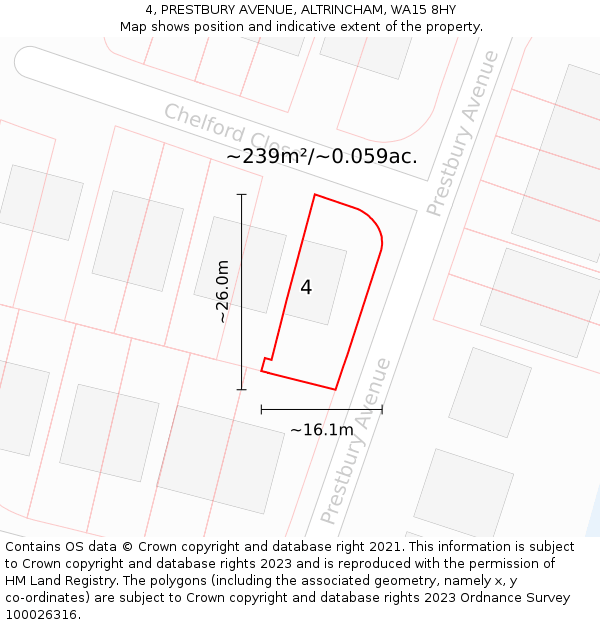 4, PRESTBURY AVENUE, ALTRINCHAM, WA15 8HY: Plot and title map