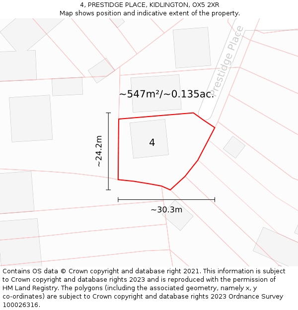 4, PRESTIDGE PLACE, KIDLINGTON, OX5 2XR: Plot and title map