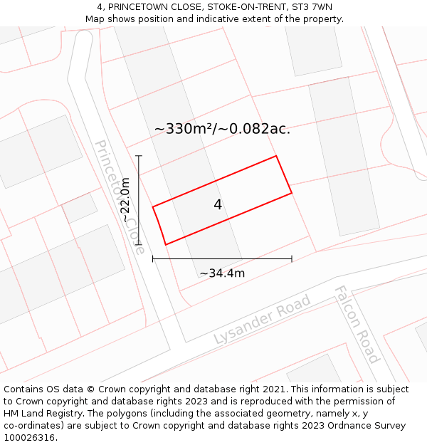 4, PRINCETOWN CLOSE, STOKE-ON-TRENT, ST3 7WN: Plot and title map