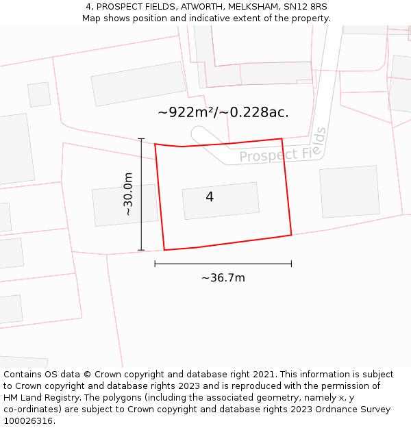 4, PROSPECT FIELDS, ATWORTH, MELKSHAM, SN12 8RS: Plot and title map