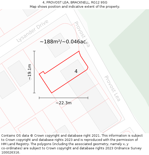 4, PROVOST LEA, BRACKNELL, RG12 9SG: Plot and title map