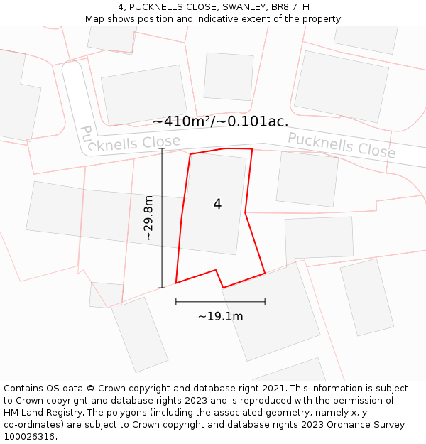 4, PUCKNELLS CLOSE, SWANLEY, BR8 7TH: Plot and title map