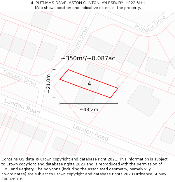 4, PUTNAMS DRIVE, ASTON CLINTON, AYLESBURY, HP22 5HH: Plot and title map