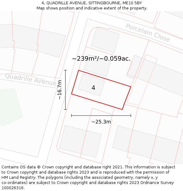 4, QUADRILLE AVENUE, SITTINGBOURNE, ME10 5BY: Plot and title map