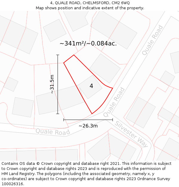 4, QUALE ROAD, CHELMSFORD, CM2 6WQ: Plot and title map