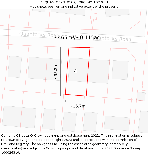 4, QUANTOCKS ROAD, TORQUAY, TQ2 6UH: Plot and title map