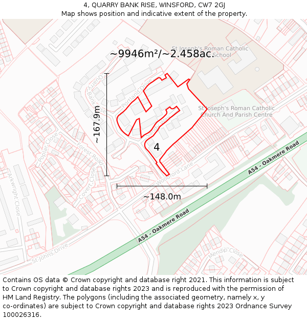 4, QUARRY BANK RISE, WINSFORD, CW7 2GJ: Plot and title map