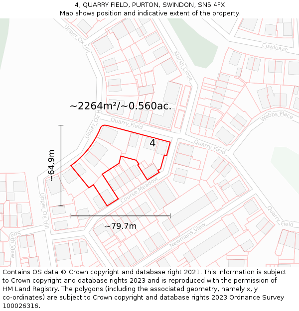 4, QUARRY FIELD, PURTON, SWINDON, SN5 4FX: Plot and title map