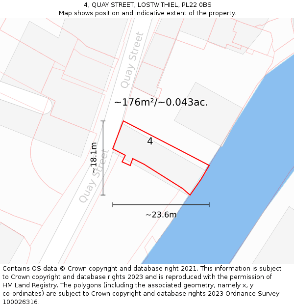 4, QUAY STREET, LOSTWITHIEL, PL22 0BS: Plot and title map