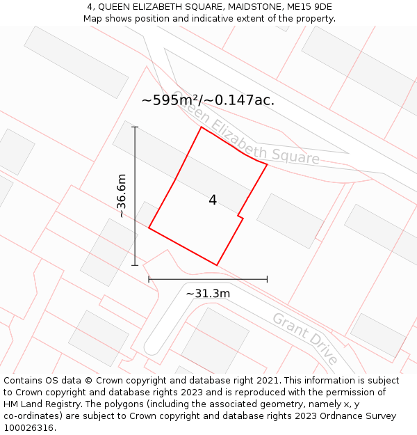 4, QUEEN ELIZABETH SQUARE, MAIDSTONE, ME15 9DE: Plot and title map